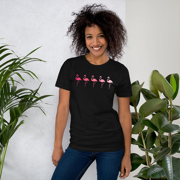 Camping & Hiking T-Shirt - Flamingo Shirt - Presents, Gift Ideas for Bird Lovers, Birdwatchers, Birders - Vintage Pink Flamingos T-Shirt - Black