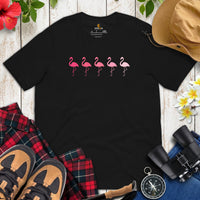 Camping & Hiking T-Shirt - Flamingo Shirt - Presents, Gift Ideas for Bird Lovers, Birdwatchers, Birders - Vintage Pink Flamingos T-Shirt - Black