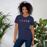 Camping & Hiking T-Shirt - Flamingo Shirt - Presents, Gift Ideas for Bird Lovers, Birdwatchers, Birders - Vintage Pink Flamingos T-Shirt - Navy