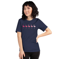 Camping & Hiking T-Shirt - Flamingo Shirt - Presents, Gift Ideas for Bird Lovers, Birdwatchers, Birders - Vintage Pink Flamingos T-Shirt - Navy
