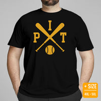 Vintage Pittsburgh Baseball Emblem Fanatic T-Shirt: Ideal Gifts for Him & Her, Baseball Lovers & Enthusiasts - Retro Game Day Shirt - Black, Plus Size