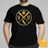Vintage San Diego Baseball Emblem Fanatic T-Shirt: Gift Ideas for Him & Her, Baseball Enthusiasts & Lovers - Retro Style Game Day Tee - Black, Plus Size