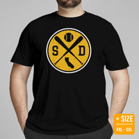 Vintage San Diego Baseball Emblem Fanatic T-Shirt: Gift Ideas for Him & Her, Baseball Lovers & Enthusiasts - Retro Style Game Day Shirt - Black, Plus Size