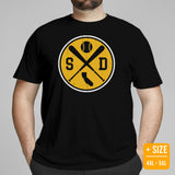 Vintage San Diego Baseball Emblem Fanatic T-Shirt: Gift Ideas for Him & Her, Baseball Lovers & Enthusiasts - Retro Style Game Day Shirt - Black, Plus Size