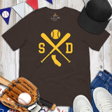 Vintage San Diego Baseball Emblem Fanatic T-Shirt: Ideal Gifts for Him & Her, Baseball Lovers & Enthusiasts - Retro Game Day Shirt - Brown