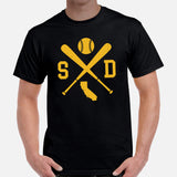 Vintage San Diego Baseball Emblem Fanatic T-Shirt: Ideal Gifts for Him & Her, Baseball Lovers & Enthusiasts - Retro Game Day Shirt - Black, Men