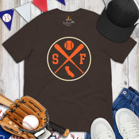 Vintage San Francisco Baseball Emblem Fanatic T-Shirt: Gift Ideas for Him & Her, Baseball Enthusiasts & Lovers - Retro Game Day Tee - Brown