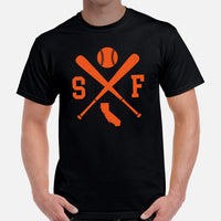 Vintage San Francisco Baseball Emblem Fanatic T-Shirt: Ideal Gifts for Him & Her, Baseball Lovers & Enthusiasts - Retro Game Day Shirt - Black, Men