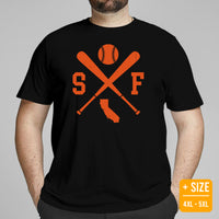 Vintage San Francisco Baseball Emblem Fanatic T-Shirt: Ideal Gifts for Him & Her, Baseball Lovers & Enthusiasts - Retro Game Day Shirt - Black, Plus Size