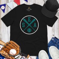 Vintage Seattle Baseball Emblem Fanatic T-Shirt: Gift Ideas for Him & Her, Baseball Enthusiasts & Lovers - Retro Style Game Day Tee - Black