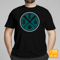Vintage Seattle Baseball Emblem Fanatic T-Shirt: Gift Ideas for Him & Her, Baseball Lovers & Enthusiasts - Retro Style Game Day Shirt - Black, Plus Size