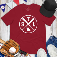 Vintage St. Louis Baseball Emblem Fanatic T-Shirt: Gift Ideas for Him & Her, Baseball Enthusiasts & Lovers - Retro Style Game Day Tee - Cardinal