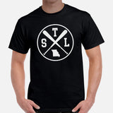 Vintage St. Louis Baseball Emblem Fanatic T-Shirt: Gift Ideas for Him & Her, Baseball Enthusiasts & Lovers - Retro Style Game Day Tee - Black, Men