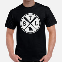 Vintage St. Louis Baseball Emblem Fanatic T-Shirt: Gift Ideas for Him & Her, Baseball Lovers & Enthusiasts - Retro Style Game Day Shirt - Black, Men