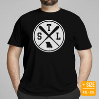 Vintage St. Louis Baseball Emblem Fanatic T-Shirt: Gift Ideas for Him & Her, Baseball Lovers & Enthusiasts - Retro Style Game Day Shirt - Black, Plus Size
