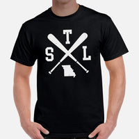 Vintage St. Louis Baseball Emblem Fanatic T-Shirt: Ideal Gifts for Him & Her, Baseball Lovers & Enthusiasts - Retro Game Day Shirt - Black, Men