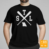 Vintage St. Louis Baseball Emblem Fanatic T-Shirt: Ideal Gifts for Him & Her, Baseball Lovers & Enthusiasts - Retro Game Day Shirt - Black, Plus Size