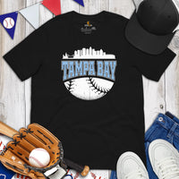 Vintage Tampa Bay Skyline Baseball Fanatic Shirt: Gift Ideas for Him & Her, Baseball Lovers & Enthusiasts - Retro Style Game Day Tee - Black