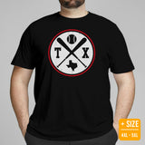 Vintage Texas Baseball Emblem Fanatic T-Shirt: Gift Ideas for Him & Her, Baseball Lovers & Enthusiasts - Retro Style Game Day Shirt - Black, Plus Size