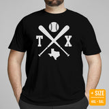 Vintage Texas Baseball Emblem Fanatic T-Shirt: Ideal Gifts for Him & Her, Baseball Lovers & Enthusiasts - Retro Style Game Day Shirt - Black, Plus Size