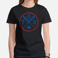 Vintage Toronto Baseball Emblem Fanatic T-Shirt: Gift Ideas for Him & Her, Baseball Enthusiasts & Lovers - Retro Style Game Day Tee - Black, Women