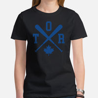 Vintage Toronto Baseball Emblem Fanatic T-Shirt: Ideal Gifts for Him & Her, Baseball Lovers & Enthusiasts - Retro Style Game Day Shirt - Black, Women