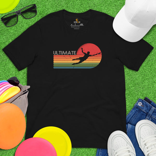 Disk Golf Shirt - Gift for Disc Golfer - Disk Golf Apparel, Disc Golf Attire - Disc Golf T-Shirt - Disk Golf Gifts - Retro Ultimate T-Shirt - Black