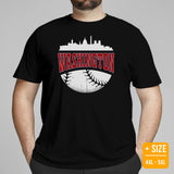 Vintage Washington Skyline Baseball Fanatic Shirt: Gift Ideas for Him & Her, Baseball Lovers & Enthusiasts - Retro Style Game Day Shirt - Black, Plus Size