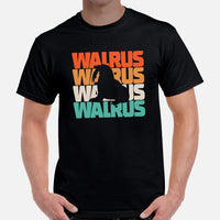 Walrus 80s Retro Aesthetic T-Shirt - Ideal Gift for Aquatic Animals, Marine Mammal Lovers - Save The Walruses, Animal Activists Tee - Black, Men