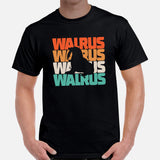 Walrus 80s Retro Aesthetic T-Shirt - Ideal Gift for Aquatic Animals, Marine Mammal Lovers - Save The Walruses, Animal Activists Tee - Black, Men