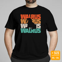Walrus 80s Retro Aesthetic T-Shirt - Ideal Gift for Aquatic Animals, Marine Mammal Lovers - Save The Walruses, Animal Activists Tee - Black, Plus Size