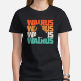 Walrus 80s Retro Aesthetic T-Shirt - Ideal Gift for Aquatic Animals, Marine Mammal Lovers - Save The Walruses, Animal Activists Tee - Black, Women