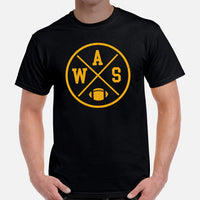 Washington T-Shirt - WA Shirt - Game Day Shirt - Football Tee - Vintage Football Shirt - Gift for Football Fan - Football Graphic T-Shirt - Black, Men