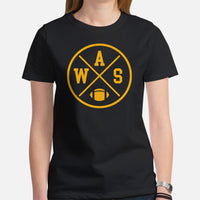 Washington T-Shirt - WA Shirt - Game Day Shirt - Football Tee - Vintage Football Shirt - Gift for Football Fan - Football Graphic T-Shirt - Black, Women