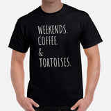 Weekends, Coffee & Tortoises T-Shirt - Loggerhead, Sea & Nautical Turtle Tee - Gift for Turtle & Coffee Lovers - Zoo & Safari Shirt - Black, Men