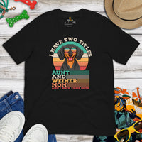 Weiner Dog Themed Clothes & Attire - Gifts for Dachshund Dog Lovers - Funny Canine Tee Shirts For Humans - Aunt And Weiner Mom T-Shirt - Black