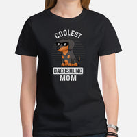 Weiner Dog Themed Clothes & Attire - Gifts for Dachshund Dog Lovers - Funny Canine Tee Shirts For Humans - Coolest Weiner Mom T-Shirt - Black, Women
