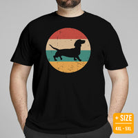 Weiner Dog Themed Clothes, Attire - Gifts for Dachshund Dog Moms, Dads & Lovers - Canine Tee Shirts For Humans - 80s Retro Vibe T-Shirt - Black, Plus Size