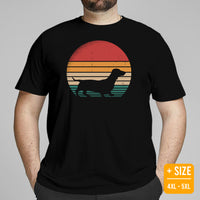 Weiner Dog Themed Clothes, Attire - Gifts for Dachshund Dog Moms, Dads & Lovers - Canine Tee Shirts For Humans - Vintage Sunset T-Shirt - Black, Plus Size