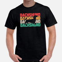 Weiner Dog Themed Clothes & Attire - Gifts for Dog Moms, Dads & Lovers - Canine Tee Shirts For Humans - Retro Dachshund T-Shirt - Black, Men