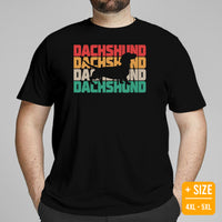 Weiner Dog Themed Clothes & Attire - Gifts for Dog Moms, Dads & Lovers - Canine Tee Shirts For Humans - Retro Dachshund T-Shirt - Black, Plus Size