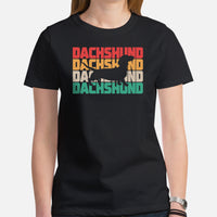 Weiner Dog Themed Clothes & Attire - Gifts for Dog Moms, Dads & Lovers - Canine Tee Shirts For Humans - Retro Dachshund T-Shirt - Black, Women