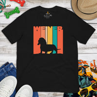 Weiner Dog Themed Clothes & Attire - Gifts for Dog Moms, Dads & Lovers - Funny Canine Tee Shirts For Humans - Retro Weiner T-Shirt - Black