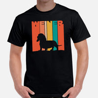 Weiner Dog Themed Clothes & Attire - Gifts for Dog Moms, Dads & Lovers - Funny Canine Tee Shirts For Humans - Retro Weiner T-Shirt - Black, Men