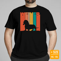 Weiner Dog Themed Clothes & Attire - Gifts for Dog Moms, Dads & Lovers - Funny Canine Tee Shirts For Humans - Retro Weiner T-Shirt - Black, Plus Size