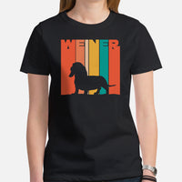 Weiner Dog Themed Clothes & Attire - Gifts for Dog Moms, Dads & Lovers - Funny Canine Tee Shirts For Humans - Retro Weiner T-Shirt - Black, Women