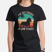 Weiner Dog Themed Clothes - Gifts for Dachshund Dog Lovers - Funny Canine Tee Shirts For Humans - I've Got Friends In Low Places Shirt - Black, Women