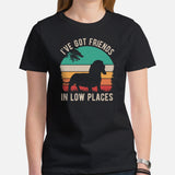 Weiner Dog Themed Clothes - Gifts for Dachshund Dog Lovers - Funny Canine Tee Shirts For Humans - I've Got Friends In Low Places Shirt - Black, Women