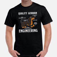 Weiner Dog Themed Clothes - Gifts for Dachshund Dog Lovers - Funny Canine Tee Shirts For Humans - Quality German Engineering T-Shirt - Black, Men