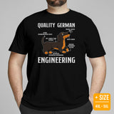 Weiner Dog Themed Clothes - Gifts for Dachshund Dog Lovers - Funny Canine Tee Shirts For Humans - Quality German Engineering T-Shirt - Black, Plus Size